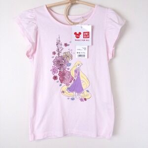 NEW Uniqlo x Disney Tangled Rapunzel  Short Sleeve Cotton Tee Pink Sz 5-6